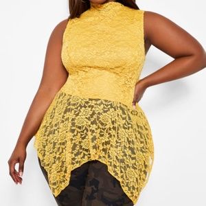 3X(22/24) PLUS SIZE NWT Sleeveless Lace Peplum Top